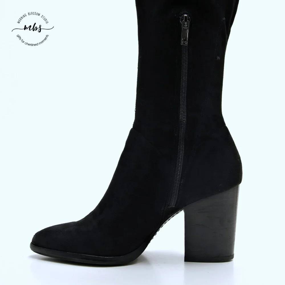 Marc Fisher LTD Larrine Pointed Toe Over The Knee Boots Black Women‎ Size 8.5